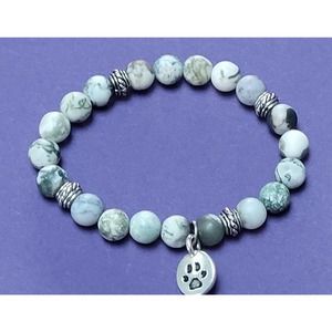Shades of Green Bracelet with Paw Charm